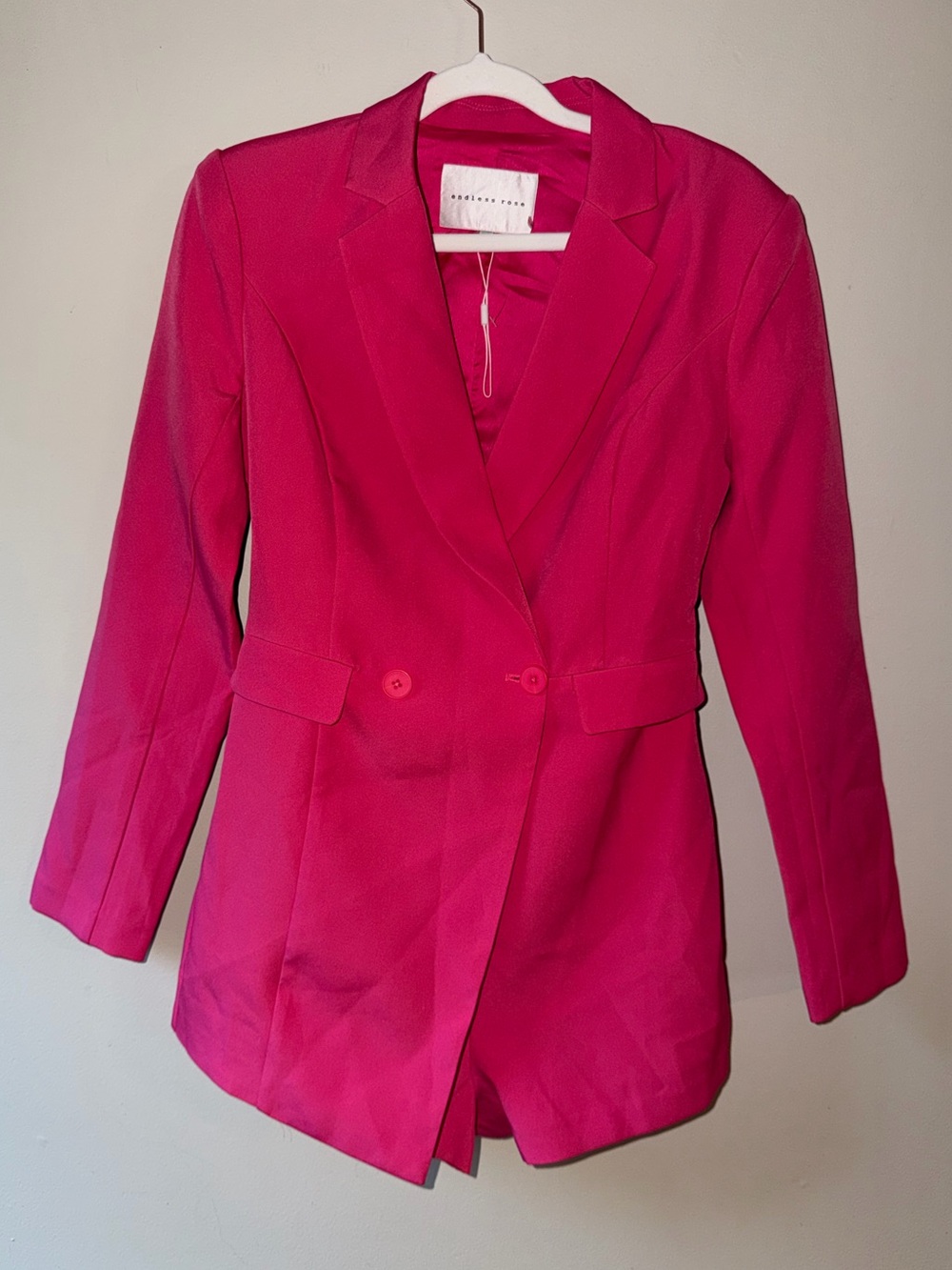 Endless Rose- Hot Pink Double Breasted Blazer Romper Size Small